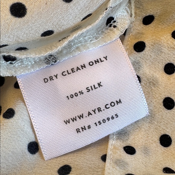 AYR Bonita Dot Por Favor 100% silk button down long sleeve blouse oversized S - Picture 7 of 8
